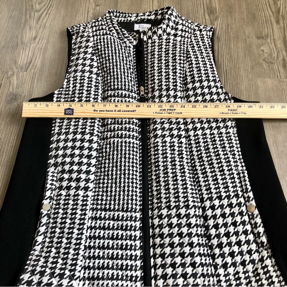 Kim Rogers Houndstooth Zip Up Vest Womens Large Outerwear Stretch - Picture 3 of 9